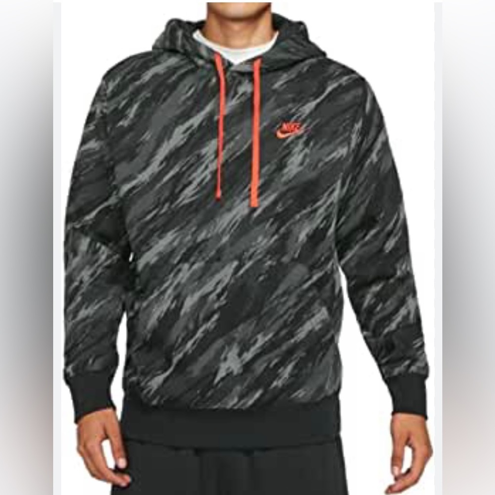 Nike Black and Gray Hoodie with Orange Accents